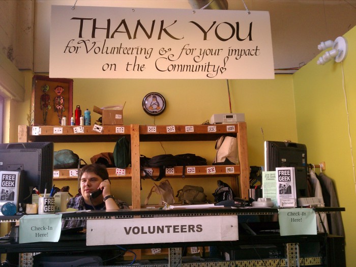 Photo: Volunteer check-in desk