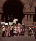 The Ladies greet the press at a rally in Canada