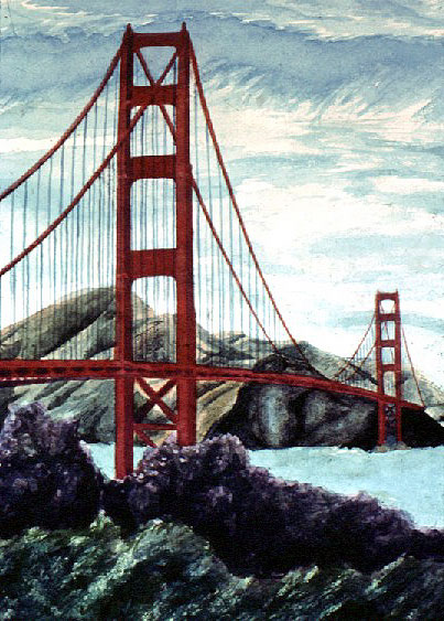 Golden Gate Bridge water color