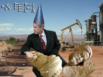 Bush contemplates the relationship between the
                  origin of writing and being a dunce while protecting
                  oil sources from looters and allowing the destruction
                  of priceless artifacts.