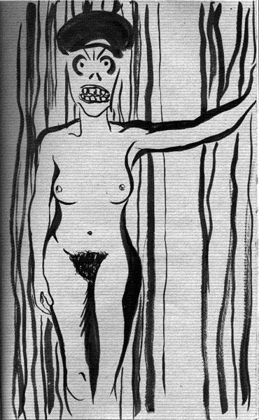 Nude ink brush drawing